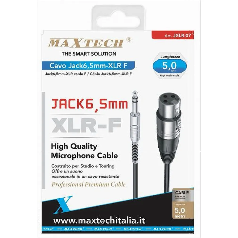 CAVO DA JACK 6.5 MM A XLR FEMMINA AUDIO PROLUNGA PER MICROFONO DA 5METRI JXLR-07