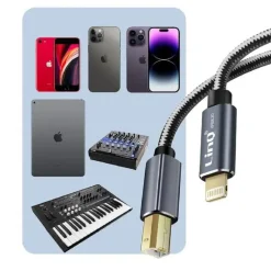 CAVO DA LIGHTNING A USB BM TYPE-B PER STAMPANTE PIANOFORTE ELETTRONICO 3MT IP8830