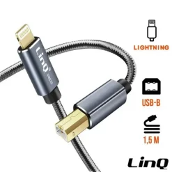 CAVO DA LIGHTNING A USB TYPE-B PER STAMPANTE PIANOFORTE ELETTRONICO 1.5MT IP8820