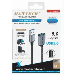 CAVO DATI PROLUNGA USB3.0 MASCHIO A FEMMINA DA 5GBPS/S 1 MT STAMPANTE PC U3MF-01