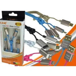 CAVO DATI RICARICA USB S6-2078 2IN1 EFFETTO CERNIERA MICRO USB LIGHTNING ANDROID