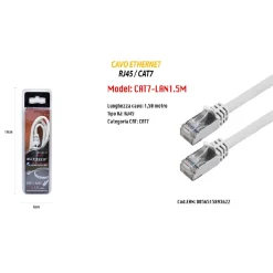 CAVO DI RETE ETHERNET CAT 7 CAVETTO LAN RJ45 1.5 METRI MAXTECH CAT7-LAN1.5M