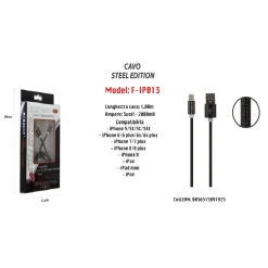 CAVO DI RICARICA PER IPHONE IPAD 5VOLT-2000MA 1MT ALTA VELOCITÀ USB MAXTECH F-IP013