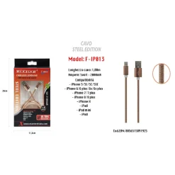 CAVO DI RICARICA PER IPHONE IPAD 5VOLT-2000MA 1MT ALTA VELOCITÀ USB MAXTECH F-IP013