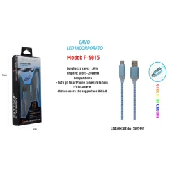 CAVO DI RICARICA USB LED INCORPORATO SMARTPHONE FOTOCAMERE 5V-2000MA 1,50MT MAXTECH F-S015