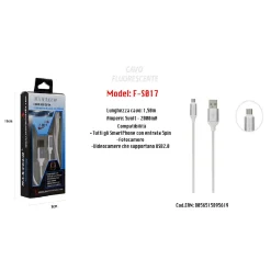 CAVO FLUORESCENTE RICARICA PER SMARTPHONE 5PIN 1,50MT 5VOLT - 2000MA MAXTECH F-S017