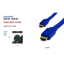 CAVO HDMI FULL HD 1080P 1600P PIATTO 24K TV XBOX VIDEO 10 METRI MAXTECH HDMI-HI10M