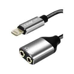 CAVO INTRECCIATO ADATTATORE AUDIO DA LIGHTNING MASCHIO A 2 JACK 3,5MM FEMMINA LT3537