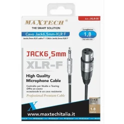CAVO JACK 6.5 MM A XLR FEMMINA AUDIO PROLUNGA PER MICROFONO DA 1.8 METRI JXLR-05