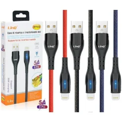 CAVO LIGHTNING 1,2MT 5A 20W RICARICA RAPIDA INDICATORE RICARICA LUMINOSO IP7932