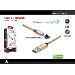 CAVO LIGHTNING 1MT USB INTRECCIATO MAGNETICO RICARICA IPAD IPHONE MAXTECH F-IP026