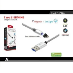 CAVO LIGHTNING 1MT USB INTRECCIATO MAGNETICO RICARICA IPAD IPHONE MAXTECH F-IP026