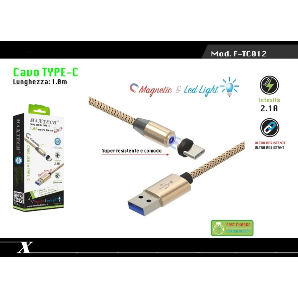 CAVO MAGNETICO RICARICA DATI PER HUAWEI 1MT CONNETTORE TYPE-C MAXTECH F-TC012