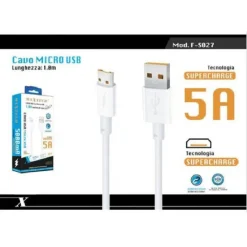 CAVO MICRO USB 5A RICARICA RAPIDA CAVETTO DATI PER SMARTPHONE 1MT MAXTECH F-S027