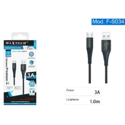 CAVO MICRO USB A USB-A PREMIUM TRASFERIMENTO DATI RICARICA 1MT SMARTPHONE F-S034