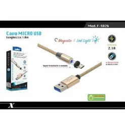 CAVO MICRO USB RICARICA DATI LUCE MAGNETICA LED 1MT PER SMARTPHONE MAXTECH F-S026