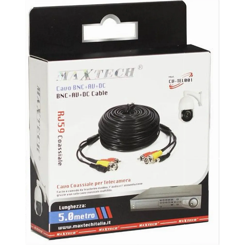 CAVO 5MT PER TELECAMERA COLLEGAMENTO DAL MONITOR ALLA CAMERA MAXTECH CV-TEL001