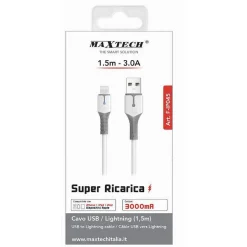 CAVO PER DATI SUPER RICARICA USB LIGHTNING 3A 1.5MT PER IPHONE IPAD IPOD F-IP045