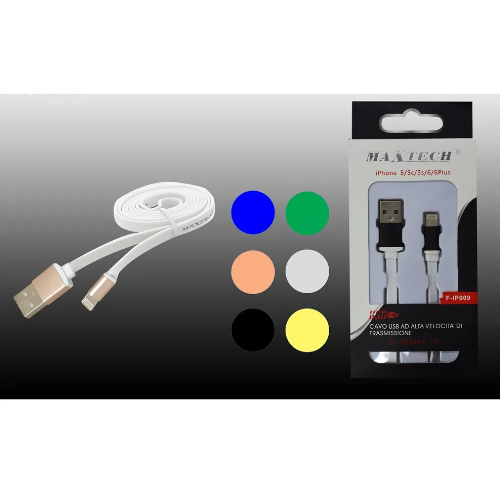 CAVO PER IPHONE 5 5S 5C 6 6 PLUS 1MT DA LIGHTNING A USB ALTA VELOCITA MAXTECH F-IP009