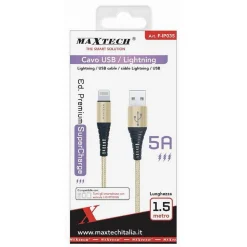 CAVO PER TRASMISSIONE DATI RICARICA USB/LIGHTNING 5A 1.5 MT SUPER CARICA F-IP035
