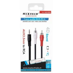 CAVO PROLUNGA AUDIO ADATTATORE STEREO DA AUX 3.5MM A 2X RCA 3MT 4D SOUND AUX-R04