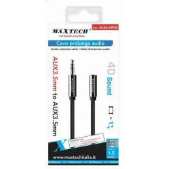 CAVO PROLUNGA AUDIO AUX CUFFIA M/F 3.5MM DA 1,5 MT 4D SOUND SMARTPHONE AUX2-MF02
