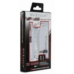 CAVO PROLUNGA AUX A SPIRALE MINI JACK DA 3,5 MM AUDIO ANGOLO RETTO 1 MT AUX3-S1M