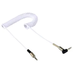 CAVO PROLUNGA AUX A SPIRALE MINI JACK DA 3,5 MM AUDIO ANGOLO RETTO 1 MT AUX3-S1M