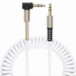 CAVO PROLUNGA AUX A SPIRALE MINI JACK DA 3,5 MM AUDIO ANGOLO RETTO 1 MT AUX3-S1M