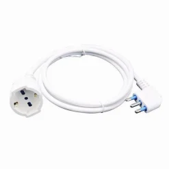 CAVO PROLUNGA CON SPINA 16A PRESA SCHUKO BIVALENTE 3 METRI COLORE BIANCO 83286
