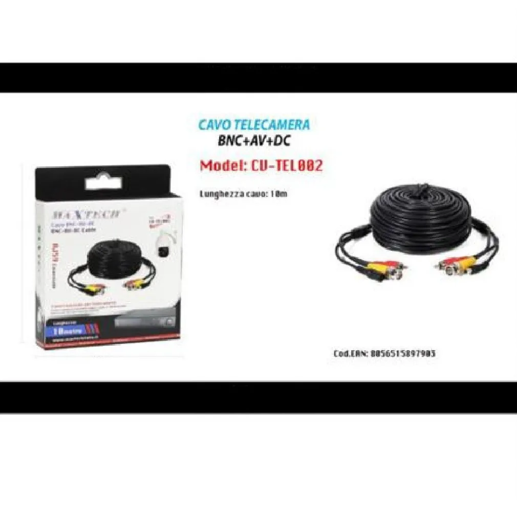 CAVO PROLUNGA TELECAMERA BNC AUDIO VIDEO VIDEOSORVEGLIANZA 10MT CV-TEL002 MAXTECH