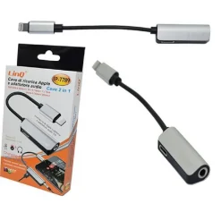 CAVO RICARICA ADATTATORE AUDIO 2 IN 1 LIGHTNING CUFFIE JACK 3,5MM IPHONE IP-7789