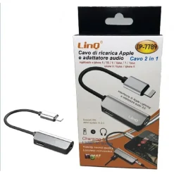 CAVO RICARICA ADATTATORE AUDIO 2 IN 1 LIGHTNING CUFFIE JACK 3,5MM IPHONE IP-7789