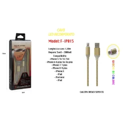 CAVO RICARICA LED INCORPORATO PER IPHONE IPAD IPOD 5VOLT-2000MA MAXTECH F-IP015