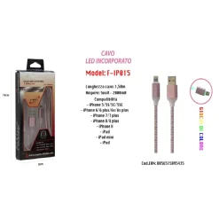 CAVO RICARICA LED INCORPORATO PER IPHONE IPAD IPOD 5VOLT-2000MA MAXTECH F-IP015