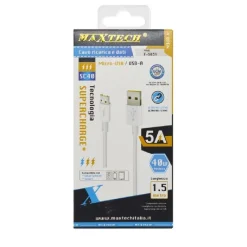 CAVO RICARICA RAPIDA DATI MICRO USB / USB-A 5A CAVETTO SMARTPHONE 1.5 MT F-S031