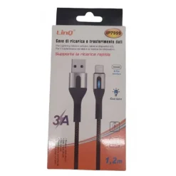 CAVO RICARICA RAPIDA TRASFERIMENTO DATI USB LIGHTNING LUMINOSA 3A 120 CM IP7999