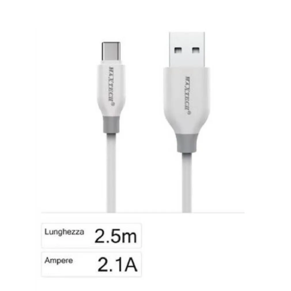 CAVO RICARICA USB TYPE-C F-TC017 CAVETTO TRASFERIMENTO DATI 2,5MT 2.1A SMARTPHONE