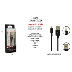 CAVO SIMPLY COLOUR PER IPHONE IPAD IPOD 5VOLT - 2000MA 2,50MT MAXTECH F-IP004