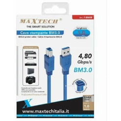 CAVO STAMPANTE USB BM3.0 1MT RINFORZATO RESISTENTE 4,80 GBPS/S FOTOCAMERA F-BM05