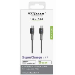 CAVO TYPE-C / TYPE-C SUPER RICARICA VELOCE 5A 1MT PER SMARTPHONE TABLET F-TC063