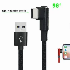 CAVO TYPE-C 90° USB 2.1A RICARICA DATI COMPATIBILE CON HUAWEI 1MT MAXTECH F-TC013