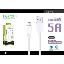 CAVO TYPE-C 1MT SUPERCHARGE RICARICA RAPIDA 5A DATI SMARTPHONE MAXTECH F-TC014