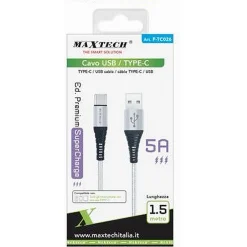 CAVO USB / TYPE-C 5 A 1.5 METRI TRASMISSIONE DATI SUPER RICARICA RAPIDA F-TC026