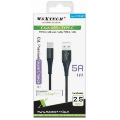 CAVO USB / TYPE-C 5 A 2.5 METRI TRASMISSIONE DATI SUPER RICARICA RAPIDA F-TC027