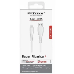 CAVO USB A LIGHTNING 3 A 1.5MT RICARICA RAPIDA DATI PER IPHONE IPAD IPOD F-IP049