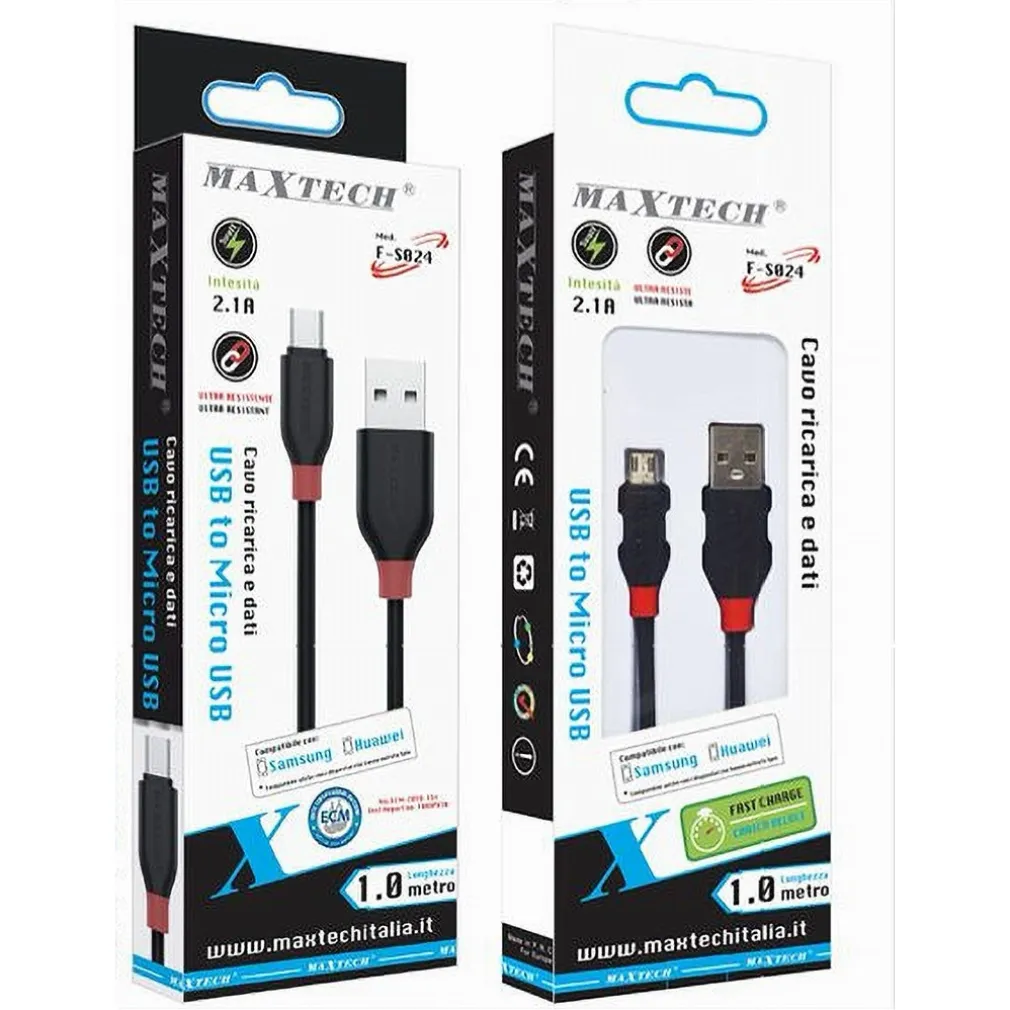 CAVO USB A MICRO USB 2.1A RICARICA VELOCE DATI FILO ULTRA RESISTENTE 1 MT F-S024