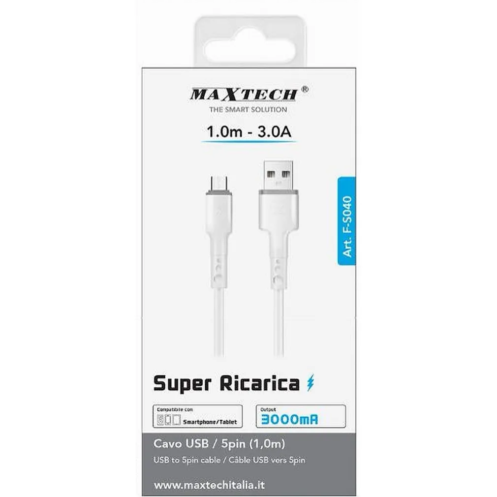 CAVO USB A MICRO USB 1MT 3 A SUPER RICARICA TRASFERIMENTO DATI SMARTPHONE F-S040