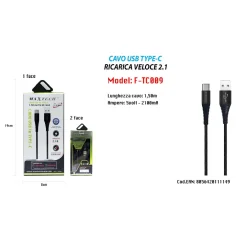 CAVO USB A TYPE C DATI RICARICA PER SAMSUNG HUAWEI 1.5 METRI 3A MAXTECH F-TC009