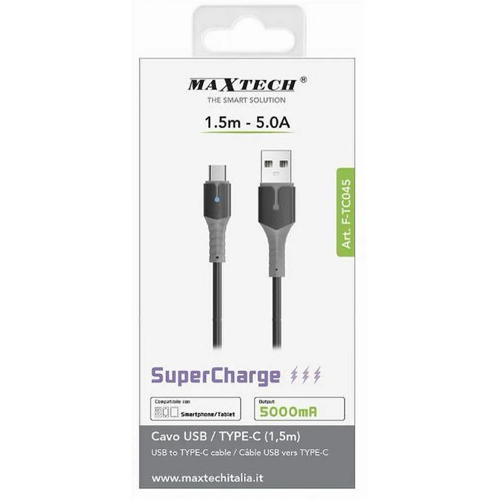 CAVO USB A TYPE-C 1.5 MT 5 A SUPERCHARGE RICARICA DATI SMARTPHONE TABLET F-TC045